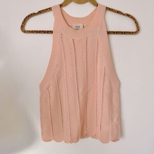 Aritzia scalloped woven cropped tank top